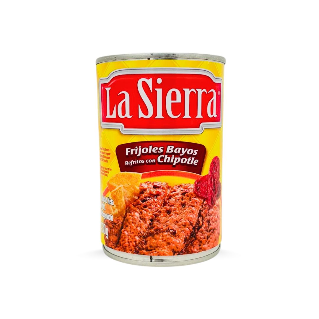 La Sierra, Frijoles Bayos Refritos con chile chipotle, 430 g