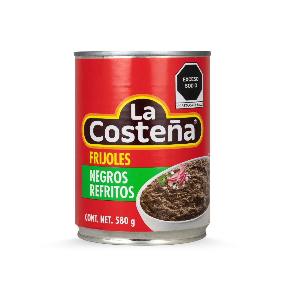 La Costeña , Frijoles Negros Refritos, 580 g lata