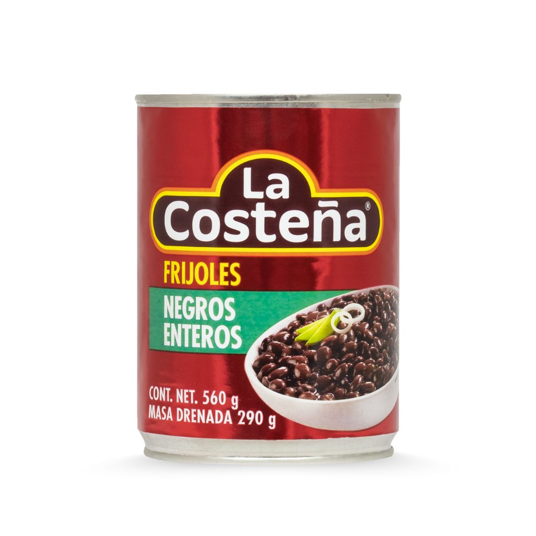 La Costeña, Frijoles Negros Enteros, lata 560 g (290 g)