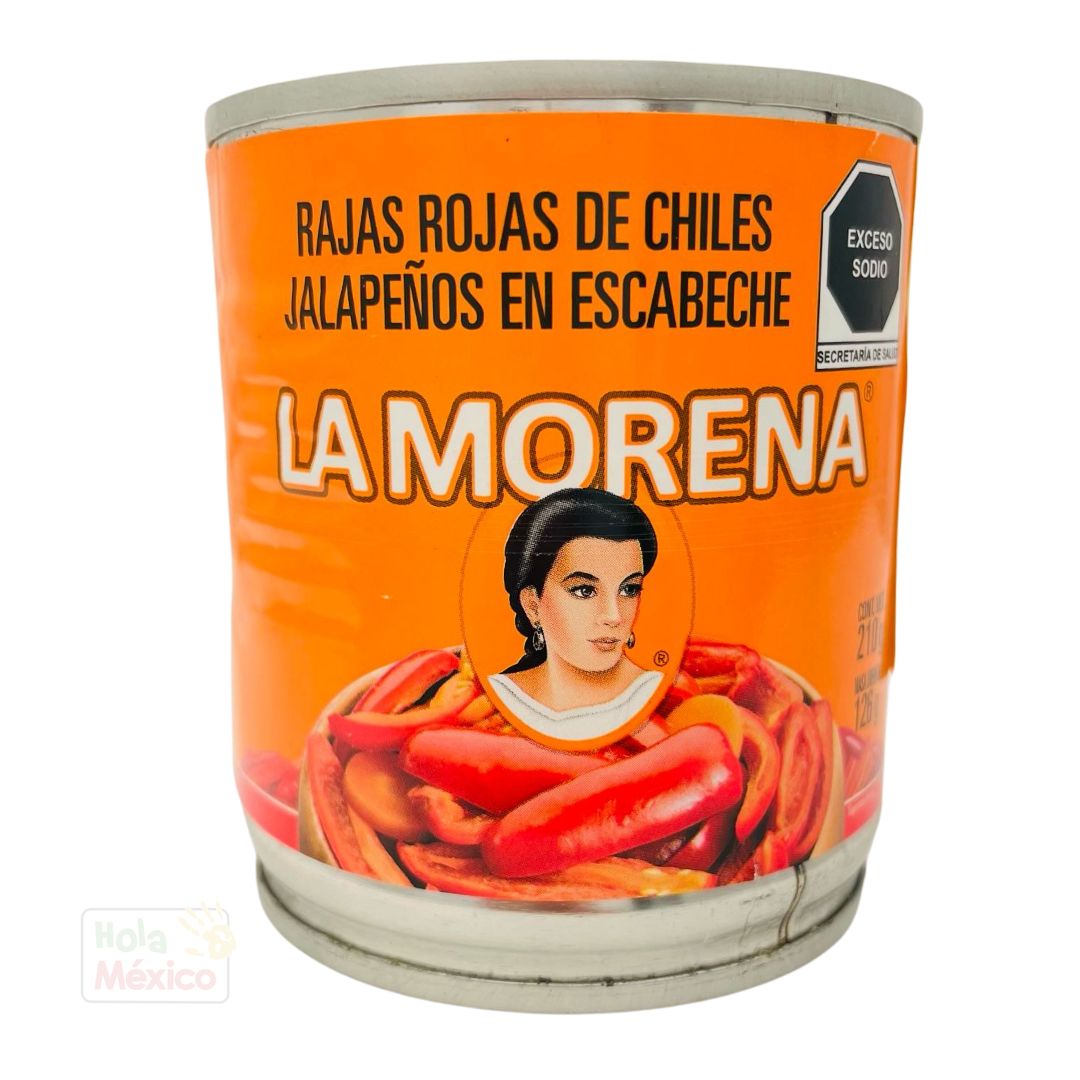 La Morena, Rote Jalapeños in Streifen, Dose 210 g (126g)