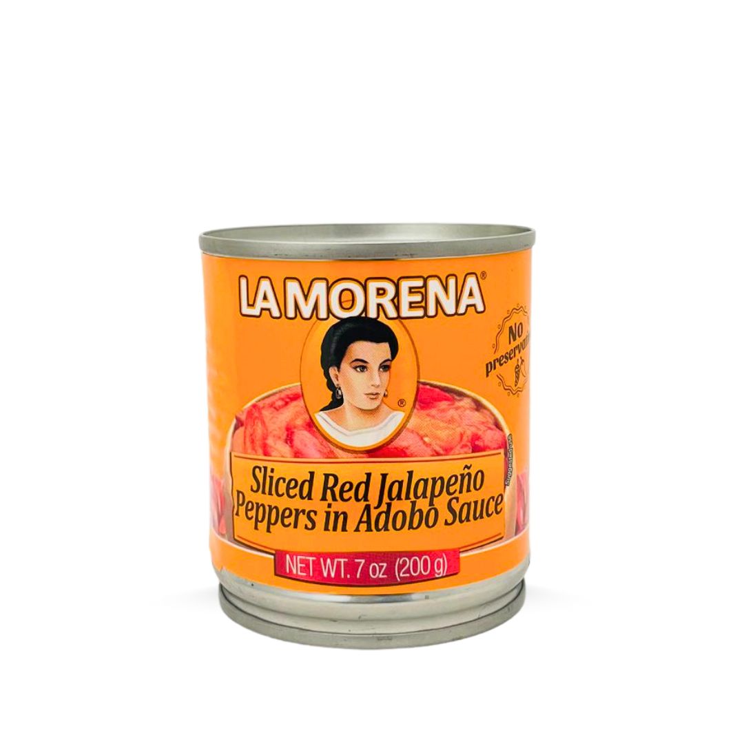 La Morena, Rote Jalapeños in Streifen in Adobo Soße, Dose 200g