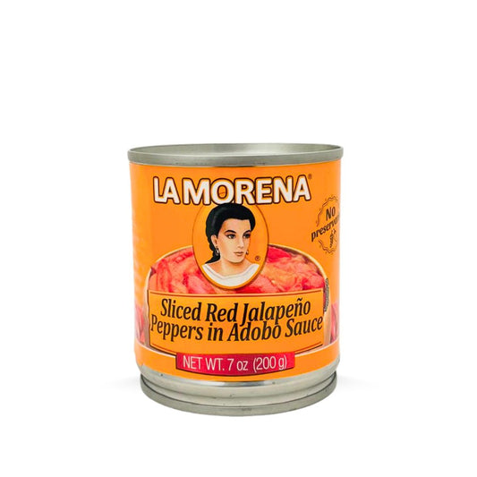 La Morena, Rote Jalapeños in Streifen in Adobo Soße, Dose 200g