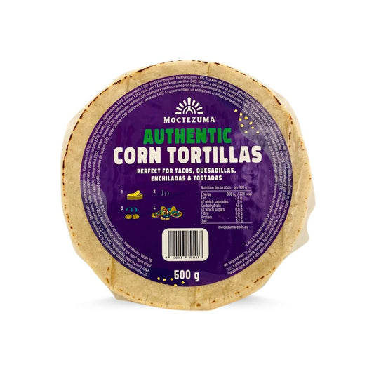 Moctezuma, tortillas de maíz blanco, sin gluten, empacado al alto vacío, 15 cm, 500g