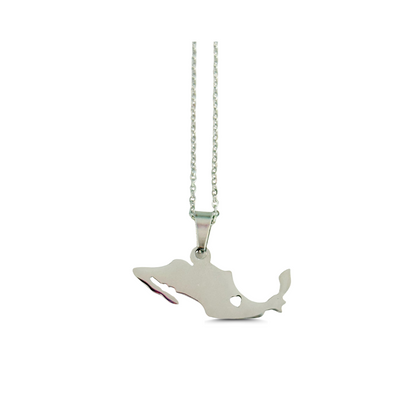 MEXICO necklace in silver color with the Mexican map, stainless steel