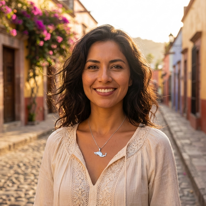 MEXICO necklace in silver color with the Mexican map, stainless steel