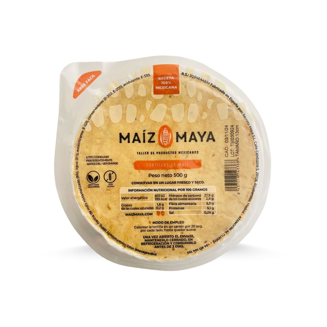 Maiz Maya, Tortillas aus weißem Maismehl, Glutenfrei, Ø 14 cm 500 g (MHD 02.12.24)