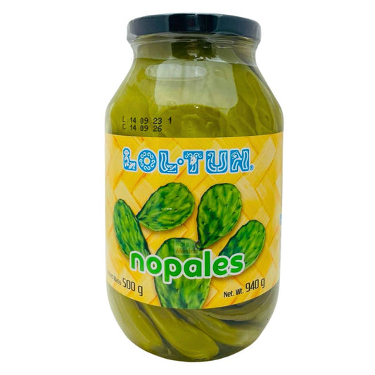 Lol-Tun, Ganze Kaktus-Blätter (Nopales),  Glas mit 940 g (Abtropfgewicht 500 g)