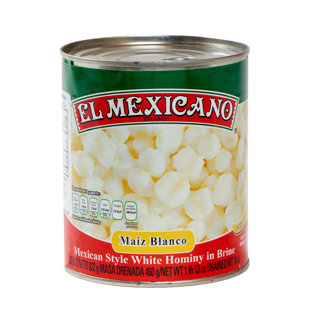 Maíz Blanco para Pozole (Maiz Pozolero Blanco), Lata 822g | Peso escurrido 460 g